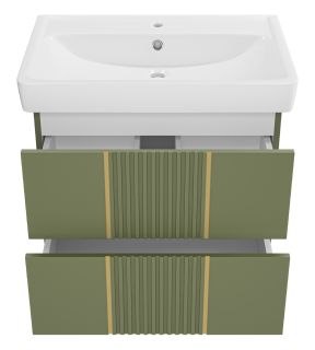 Подвесная тумба под раковину Brevita Vega VEG-09070-0802Я 70см зелёный/золото